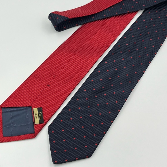 Ermenegildo Zegna Necktie Irregular Men's Twin Tie 100% Silk Made In Italy EUC - Picture 2 of 10